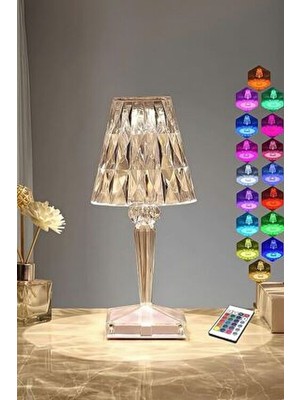 Dekoratif Ledli USB Şarjlı Dokunmatik Kristal LED Masa Abajur Lambası Kumandalı Rgb Model Lamba