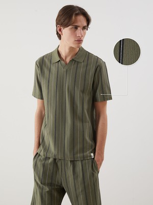 Lc Waikiki Yeni Sezon Polo Yaka Çizgili Erkek Dokulu Tişört