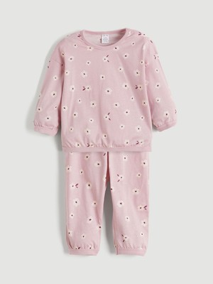 Lc Waikiki Yeni Sezon Bisiklet Yaka Çiçekli Kız Bebek Pijama Takımı