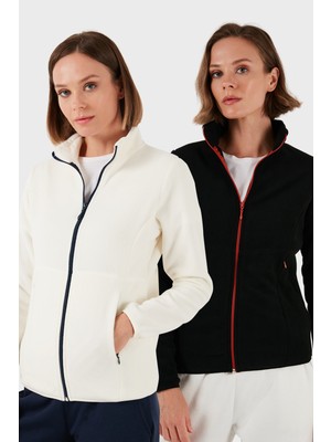 Lela Slim Fit Anti-Pilling Tüylenme Yapmayan Fermuarlı 2'li Paket Polar Hırka Bayan Hırka 5907012S2