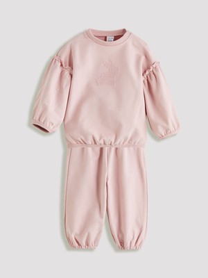 Lc Waikiki Yeni Sezon Bisiklet Yaka Kız Bebek Sweatshirt ve Eşofman Alt 2'li