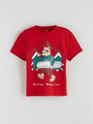 Lc Waikiki Yeni Sezon Bisiklet Yaka Baskılı Erkek Çocuk Tişört