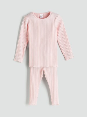 Lc Waikiki Yeni Sezon Bisiklet Yaka Uzun Kollu Basic Kız Bebek Pijama Takımı