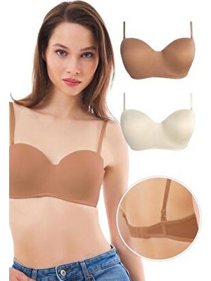 Balenli Toparlayıcı Dolgusuz Straplez Sütyen 2li Paket-3