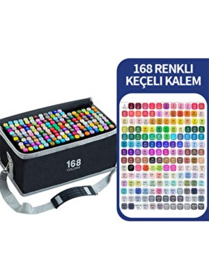 Mavigök 168 Renkli Çift Uçlu Kalın/İnce Uçlu Keçeli Marker Seti Çok Renkli 168 Adet Profesyonel Çizim