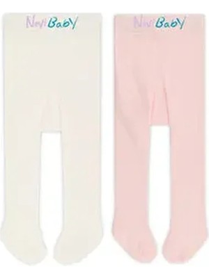 Novibaby Extra Yumuşak Pamuklu Külotlu Çorap, Düz Desenli Yenidoğan Kız Erkek 2'li Paket