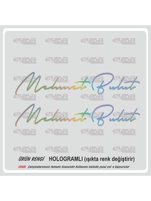 Size Özel Isim Imzası Hologram 2 Adet Ad Soyad Imza ETIKET-20X4 cm Siyah - Mesaj Atıınız-