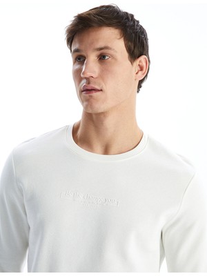 Lc Waikiki Yeni Sezon Bisiklet Yaka Baskılı Erkek Kalın Sweatshirt