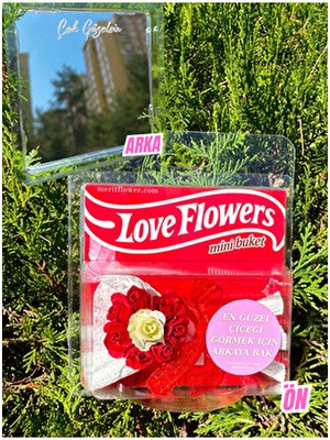 Mini Buket Aynalı Love Flowers Tasarım Kırmızı Çiçek, Sevgiliye Hediye, Hot Flowers
