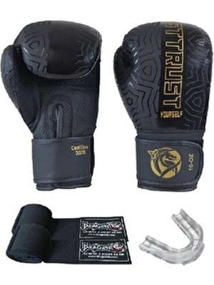 Cool Lime Hakiki Deri Kick Boks Eldiveni Boks Eldiveni Muay Thai Dragon Bandaj Dişlik 3'lü Set