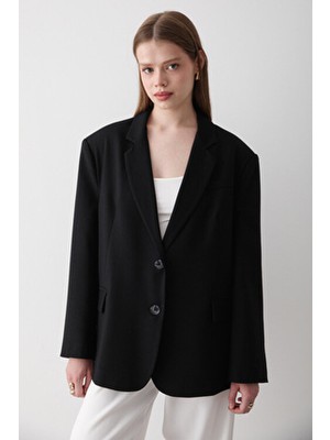 Jaste Kadın Düğme Detaylı Oversize Blazer Ceket