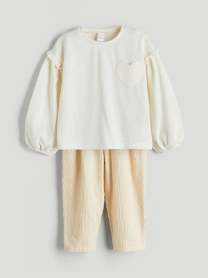 Lc Waikiki Yeni Sezon Bisiklet Yaka Kız Bebek Tişört ve Pantolon 2'li