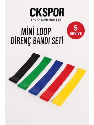 5'li Direnç Bandı Egzersiz Seti Mini Loop Band Aerobik Egzersiz Lastiği  Farklı Renk ve Seviye