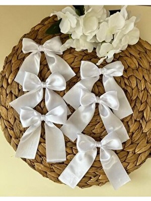 Nuksoc 10 Adet Beyaz Saten Kurdele Fiyonk Çeyiz Kolisi Süsleme İçin Şık Tasarım 4 cm Ebat