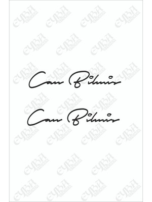 Eyba Sticker Size Özel Siyah İsim İmzası 2 Ad Soyad Imza Etiket Oto Sticker 20X4 cm Kişiselleştirilmiş Tasarım