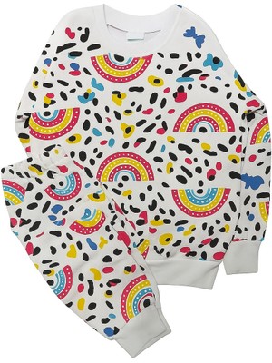 Kızçocukuzunkollugökkuşağıdesenli Mevsimlikpijamatakımı