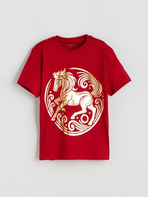 Lc Waikiki Yeni Sezon Bisiklet Yaka Baskılı Erkek Çocuk Tişört