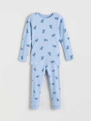Lc Waikiki Yeni Sezon Bisiklet Yaka Baskılı Uzun Kollu Erkek Bebek Pijama Takımı