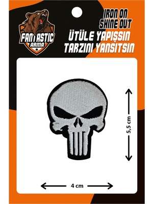 10'lu Paket Ütü ile Yapışan Dokuma Arma Patch Yama Kurukafa Modeli