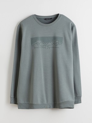 Lc Waikiki Yeni Sezon Bisiklet Yaka Baskılı Erkek Sweatshirt