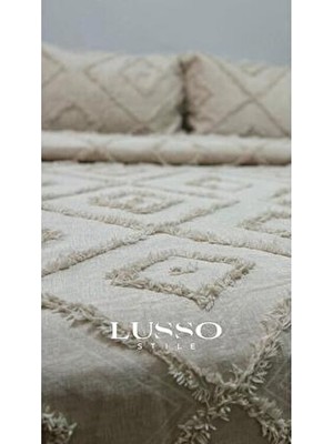 Stile Çift Kişilik Cappuccino Iskandinav Yatak Örtüsü 250X260 ve 2 Adet Yastık Kılıfı