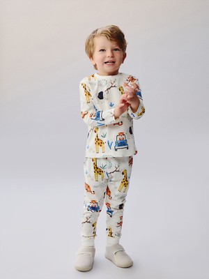 Lc Waikiki Yeni Sezon Bisiklet Yaka Baskılı Erkek Bebek Pijama Takım