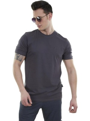 Erkek Tişört - Pamuklu Spor Tişört - Lucid - Antrasit (600616)