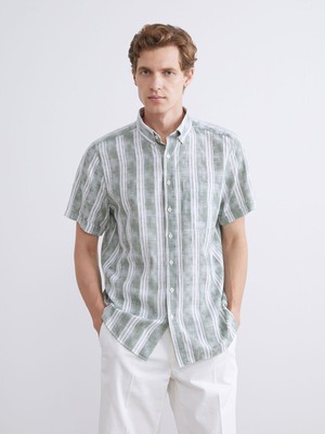 Lc Waikiki Yeni Sezon Regular Fit Kısa Kollu Çizgili Poplin Erkek Gömlek