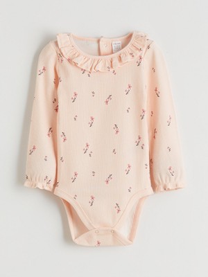 Lc Waikiki Yeni Sezon Bisiklet Yaka Çiçekli Kız Bebek Çıtçıtlı Bodysuit