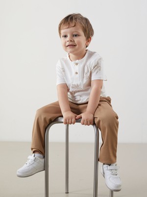 Lc Waikiki Yeni Sezon Bisiklet Yaka Baskılı Erkek Bebek Tişört ve Pantolon 2'li Takım