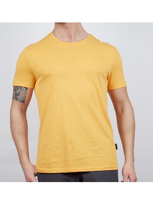 Erkek Tişört - Pamuklu Spor Tişört - Basic - Hardal (600400)