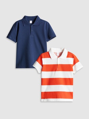 Lc Waikiki Yeni Sezon Polo Yaka Çizgili Erkek Çocuk Tişört 2'li