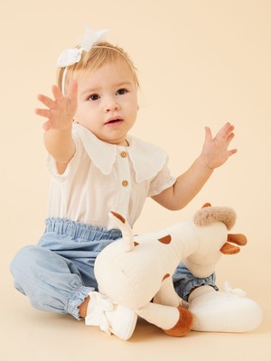 Lc Waikiki Yeni Sezon Bisiklet Yaka Kız Bebek Basic Bluz ve Pantolon 2'li