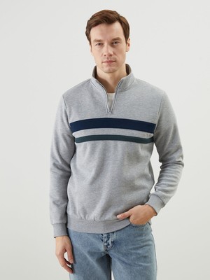 Lc Waikiki Yeni Sezon Dik Yaka Uzun Kollu Çizgili Erkek Sweatshirt