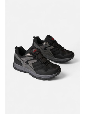 Plarıum 335 Ortopedik Kışlık Erkek Ayakkabı – Kaymaz Taban, Rahat Kalıp - Gri-Siyah - 40