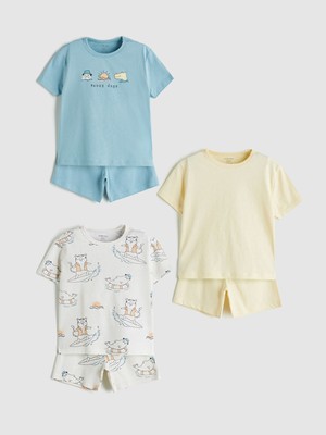 Lc Waikiki Yeni Sezon Baskılı Erkek Bebek Tişört ve Şort 3'lü Takım