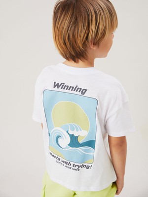 Lc Waikiki Yeni Sezon Bisiklet Yaka Baskılı Erkek Çocuk Tişört