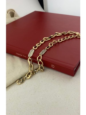 Onseva Kuyumculuk 14 Ayar Altın Plakalı Halka Zincir Bileklik