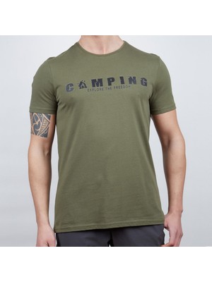 Erkek Tişört - Pamuklu Spor Tişört - Buteo - Haki (600610)