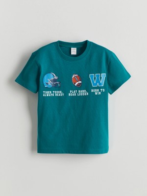 Lc Waikiki Yeni Sezon Bisiklet Yaka Baskılı Erkek Çocuk Tişört