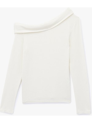 Slim Fit Uzun Kollu Omzu Açık Tişört