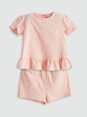 Lc Waikiki Yeni Sezon Bisiklet Yaka Kız Bebek Bluz ve Şort 2'li