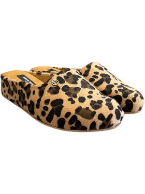 Pierre Cardin Leopar Kapalı Kışlık Bayan Terlik Halı Terliği