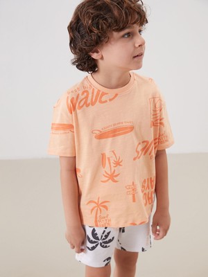 Lc Waikiki Yeni Sezon Bisiklet Yaka Baskılı Erkek Çocuk Tişört