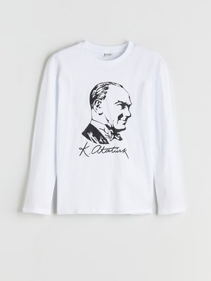 Lc Waikiki Yeni Sezon Bisiklet Yaka Atatürk Baskılı Erkek Çocuk Tişört