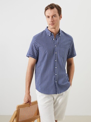 Lc Waikiki Yeni Sezon Regular Fit Kısa Kollu Ekose Oxford Erkek Gömlek