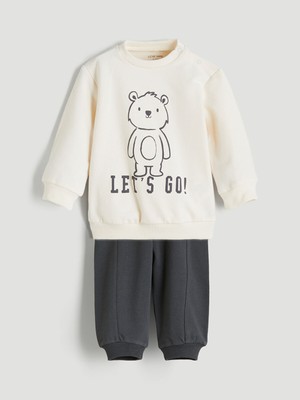 Lc Waikiki Yeni Sezon Baskılı Erkek Bebek Sweatshirt ve Eşofman Alt 2'li