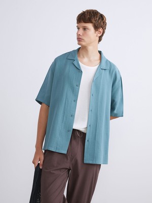 Lc Waikiki Yeni Sezon Rahat Kalıp Resort Yaka Kısa Kollu Müslin Erkek Gömlek