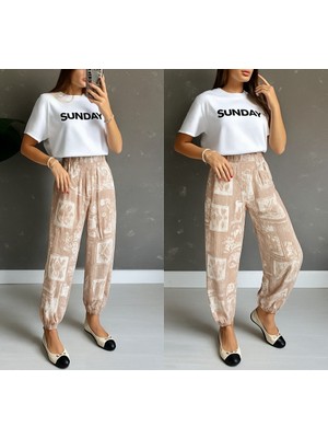 Nidam Butik Kadın Desenli Süprem Pantolon
