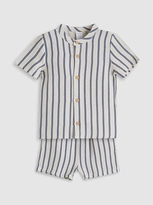 Lc Waikiki Yeni Sezon Çizgili Erkek Bebek Gömlek ve Şort 2'li